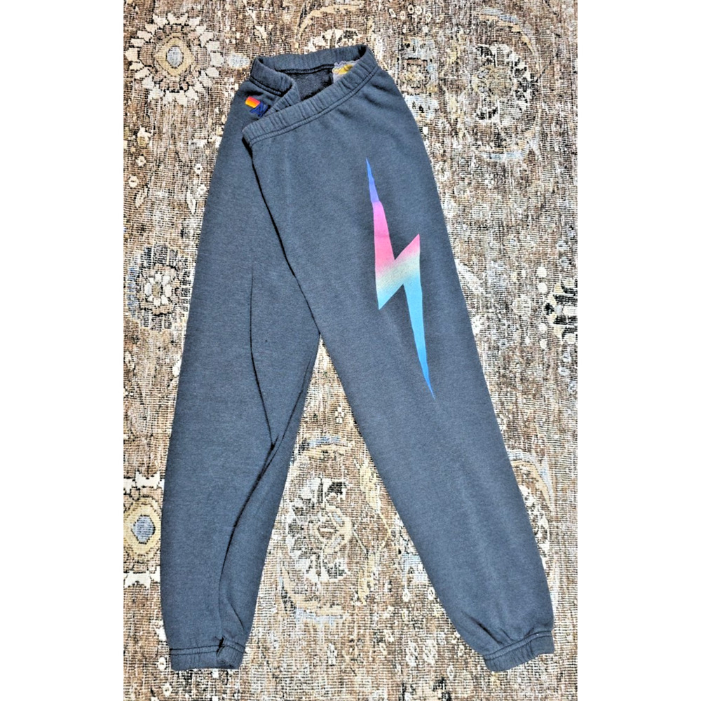 Aviator Nation Bolt Sweatpants Womens Small Heather Gray Rainbow Loungewear